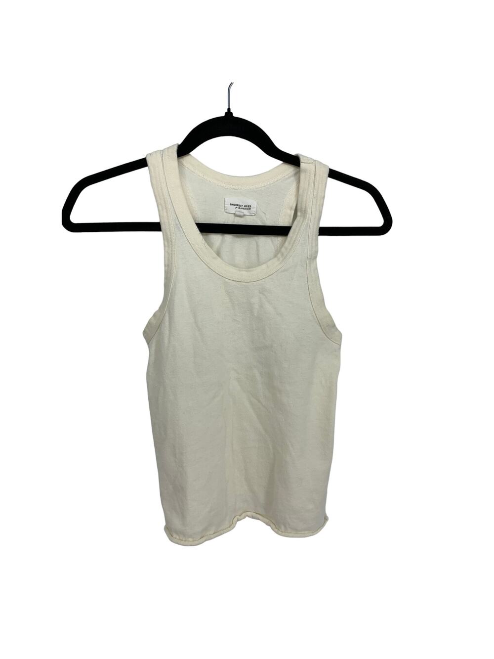 Sincerely Jules For Bandier Tank Top Womens Sz XS Cream Distressed Scoop Neck